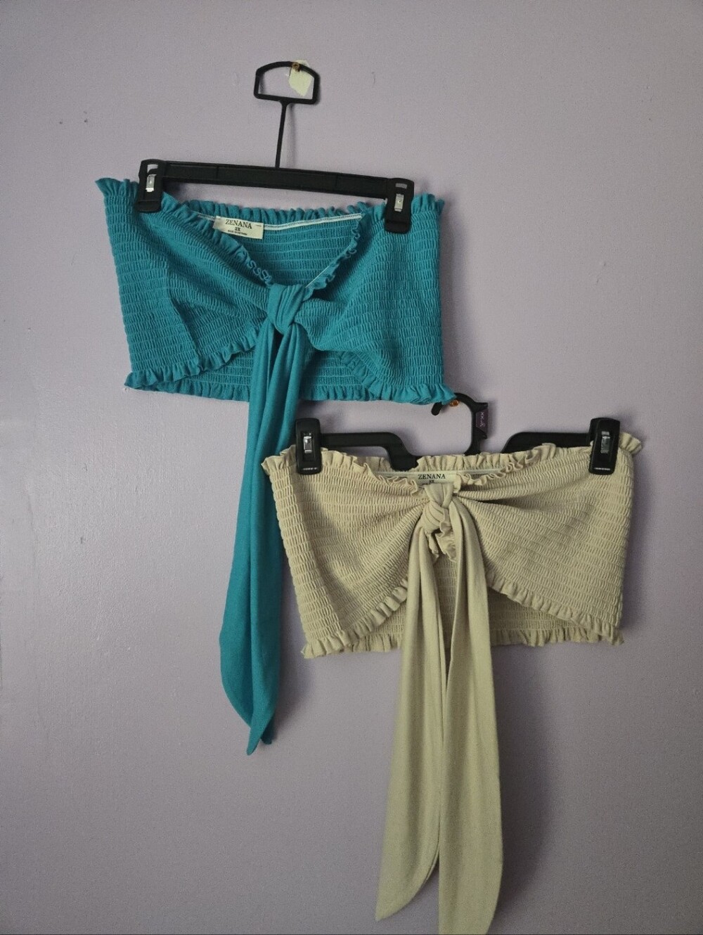Zenana 2X Ribbed Tie-Front Tube Tops